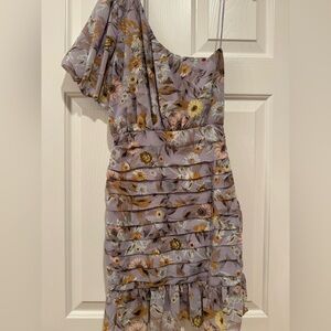 Astr mini one shoulder floral dress